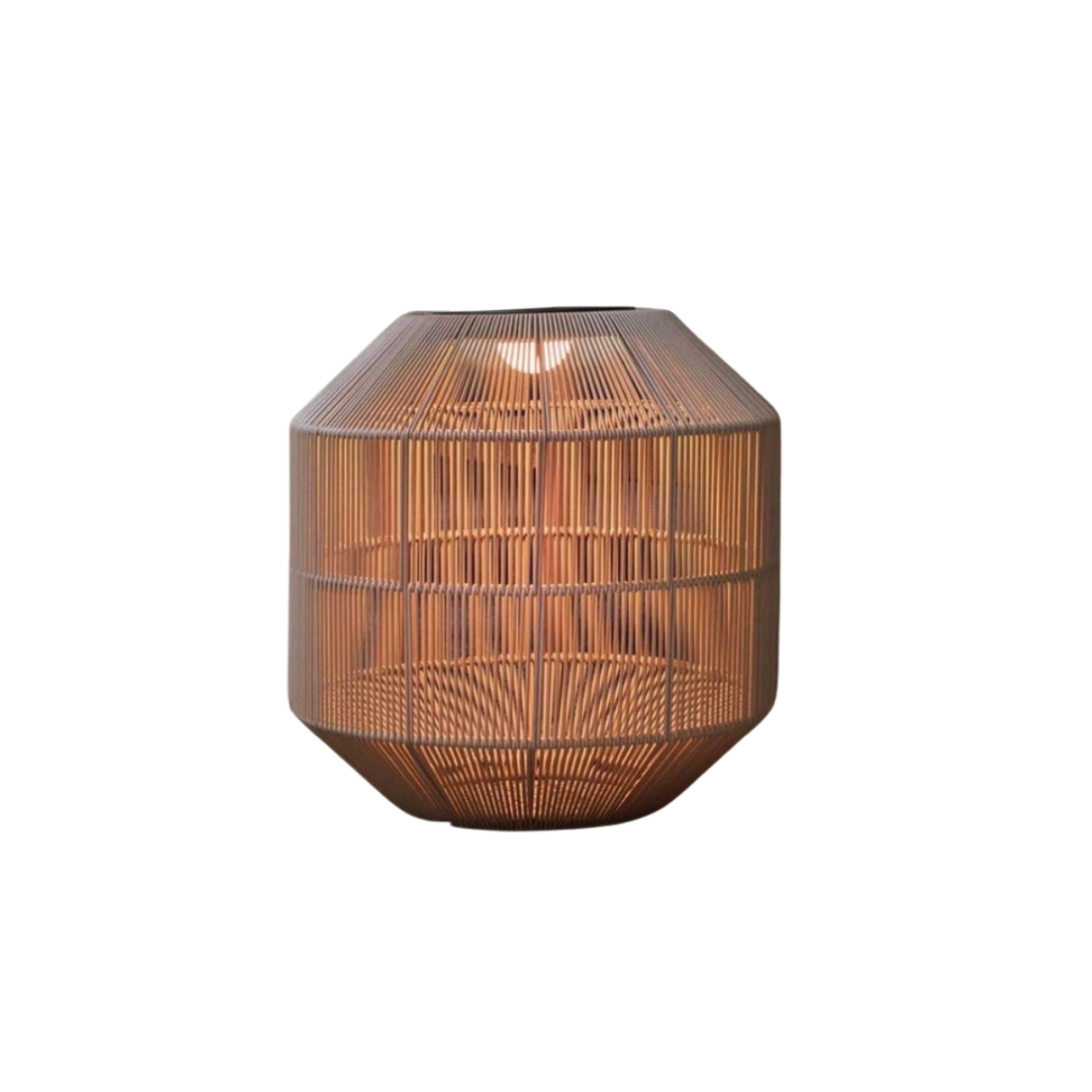 Amber Glow Handwoven Table Lantern – front view
