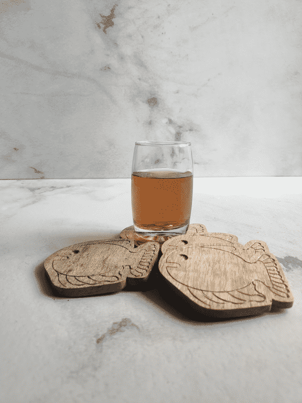 Fish Engraved Wooden Coasters