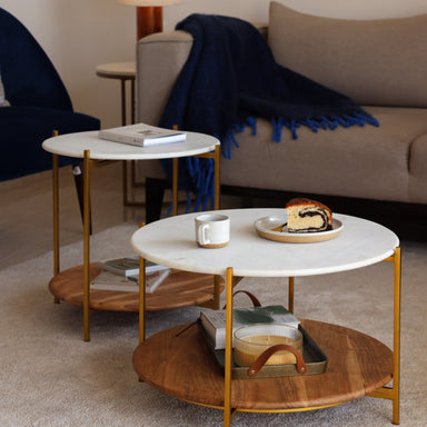 Marble coffee table with storage. 