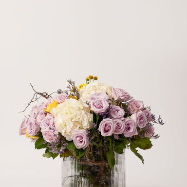 Fluted Glass Vase/Planter With Gold Metal Base