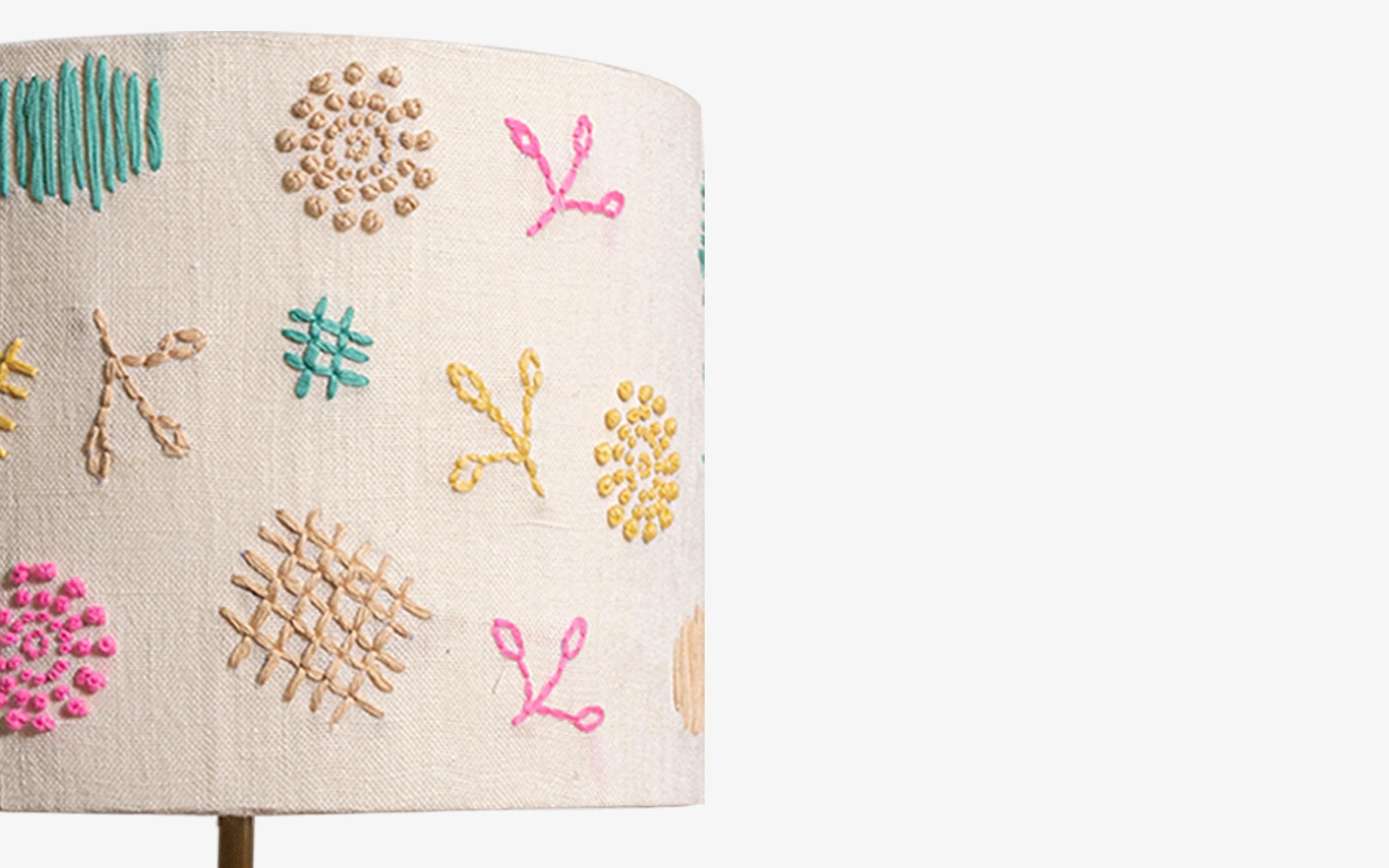 Gesu Table Lamp with cotton embroidery shade