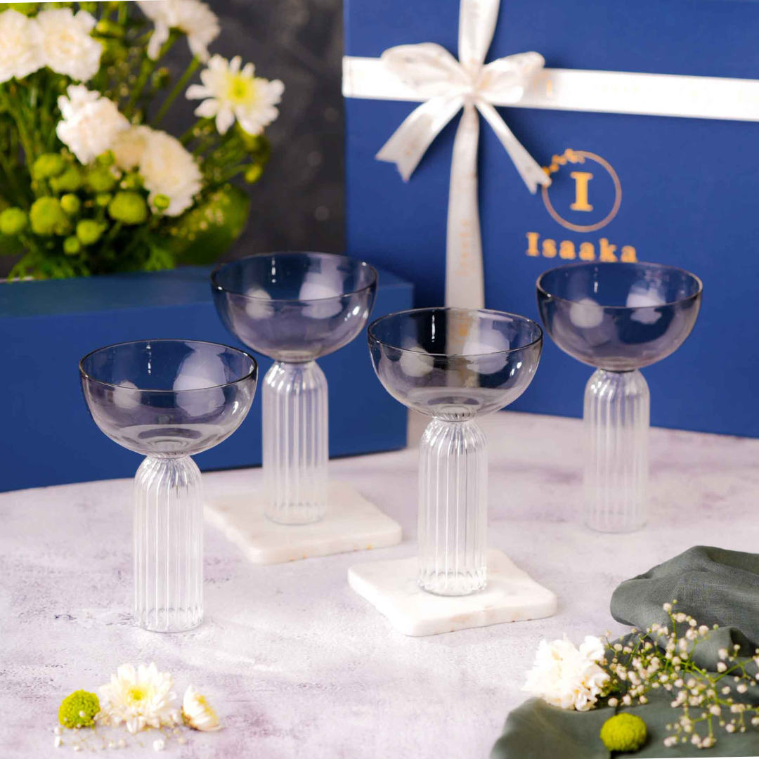 Smokey Grey Bowl Glass Gift Box (s4)