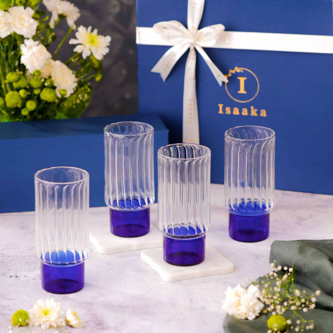 GIFT BOX: Highball Block Glass (Indigo)