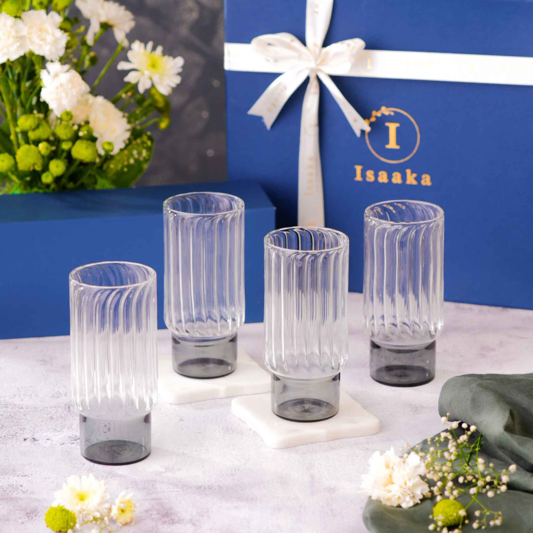 Gift Box: Highball Block Glass (Grey)