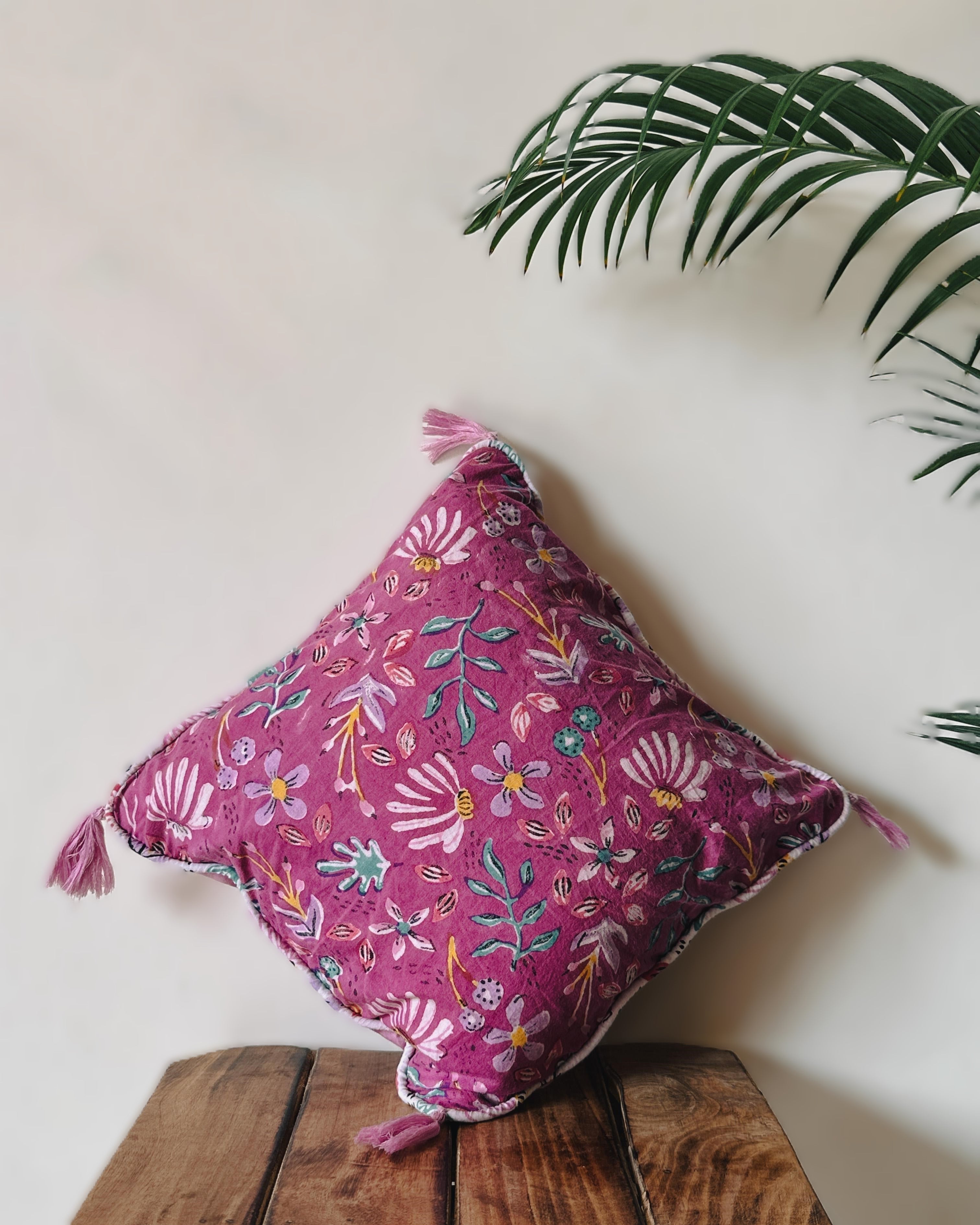 Small Purple Floral Cushion Cover