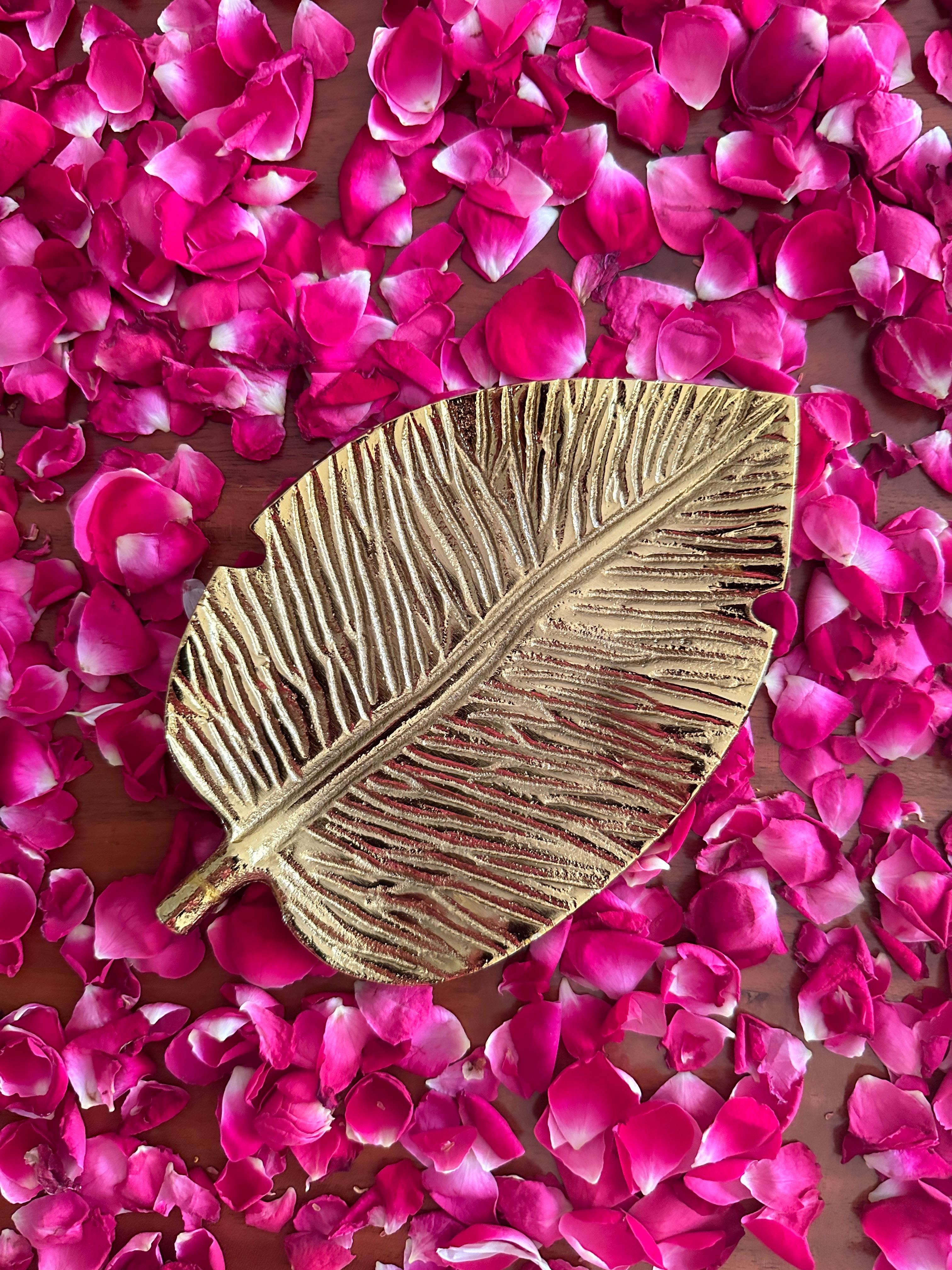 Monstera Leaf Inspired Gold Decorative Plate - Small