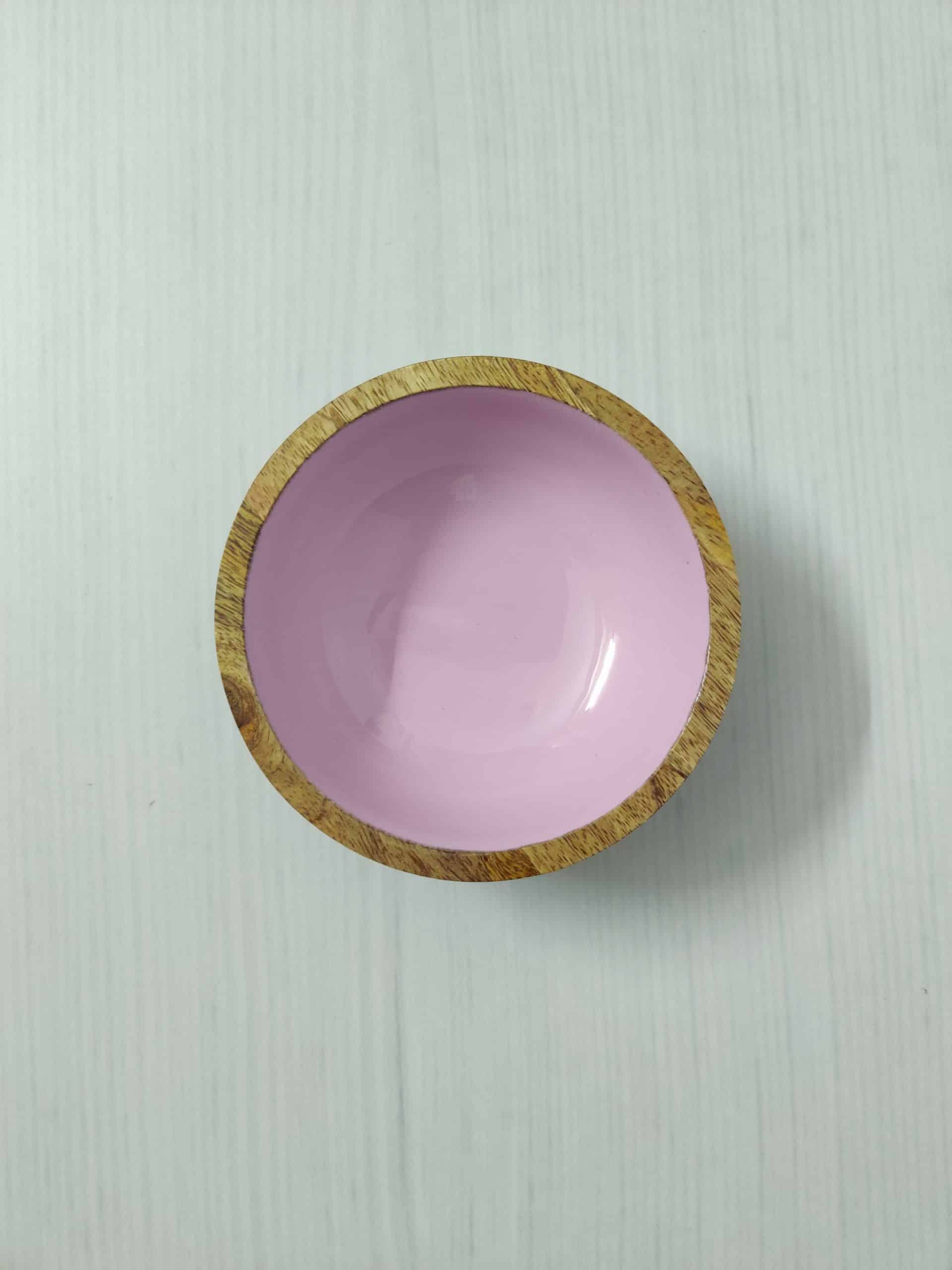 Wooden Enamel Serving Bowl- Purple