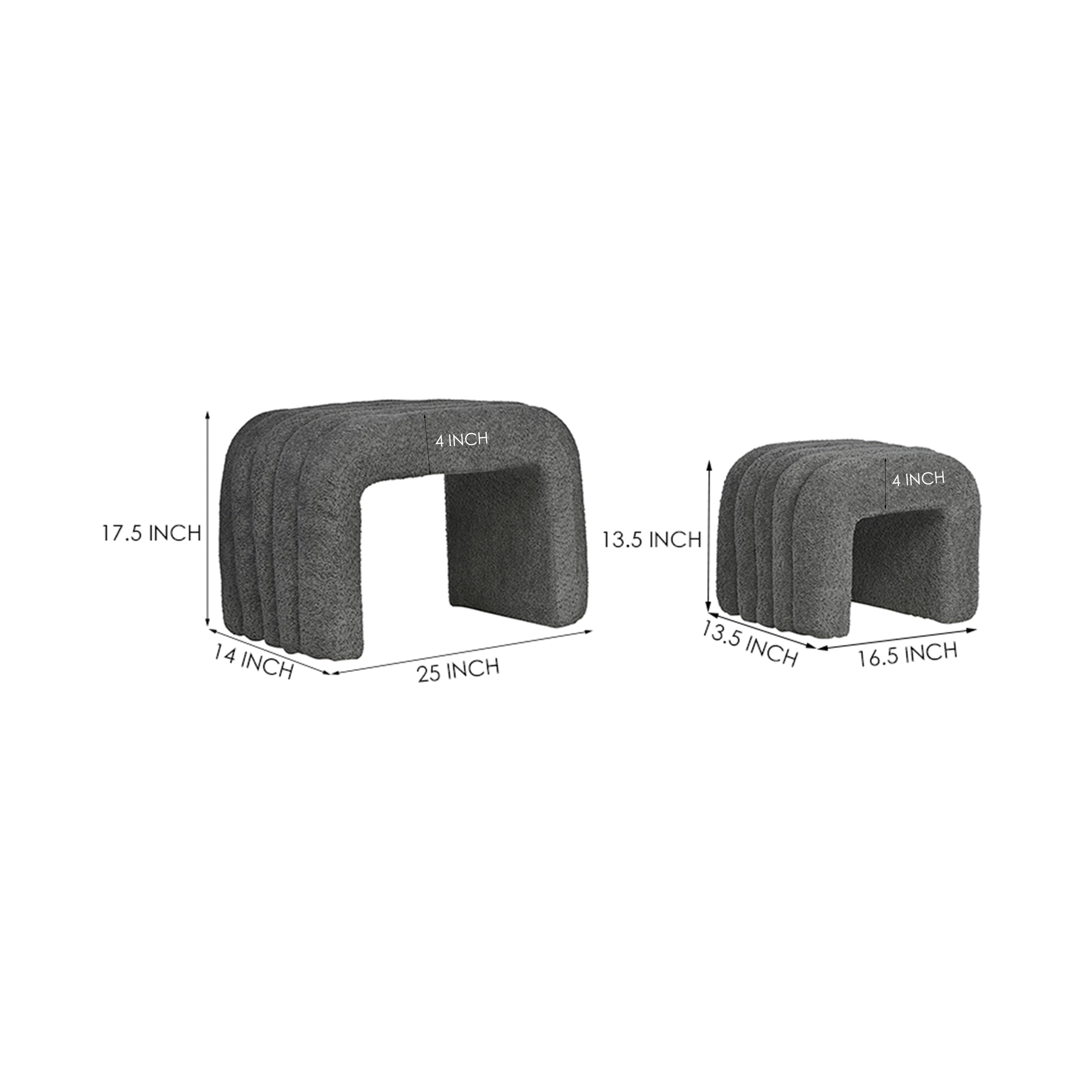 Nordic Pouf Bench Set