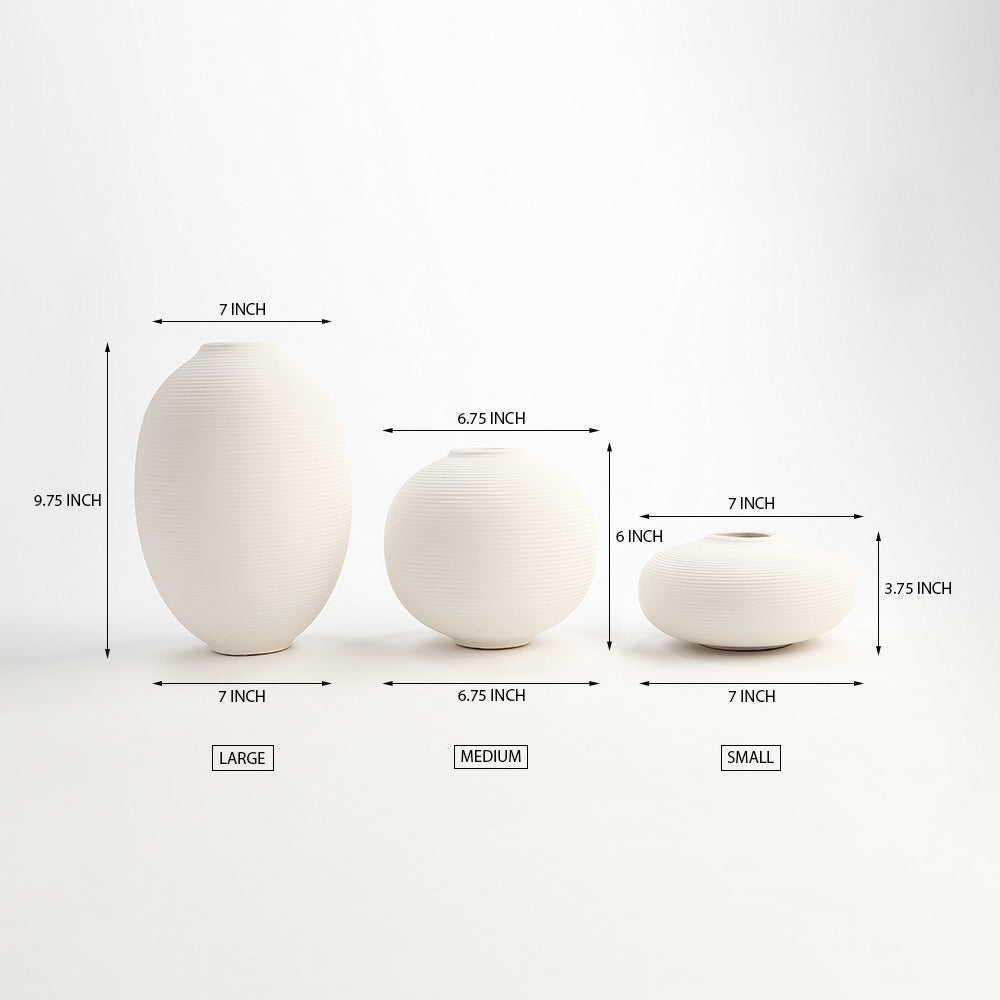 Sana White Terracotta Vase Set of 3