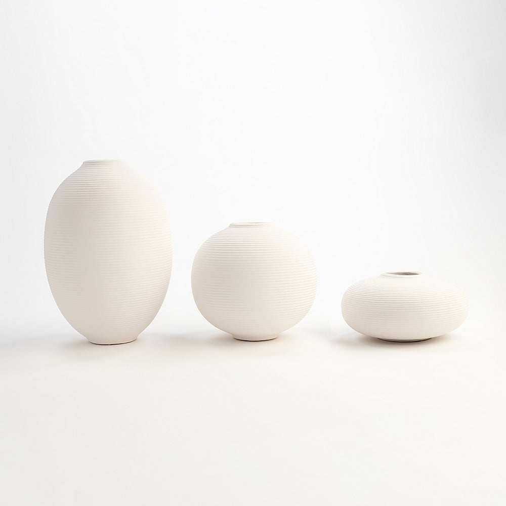 Sana White Terracotta Vase Set of 3