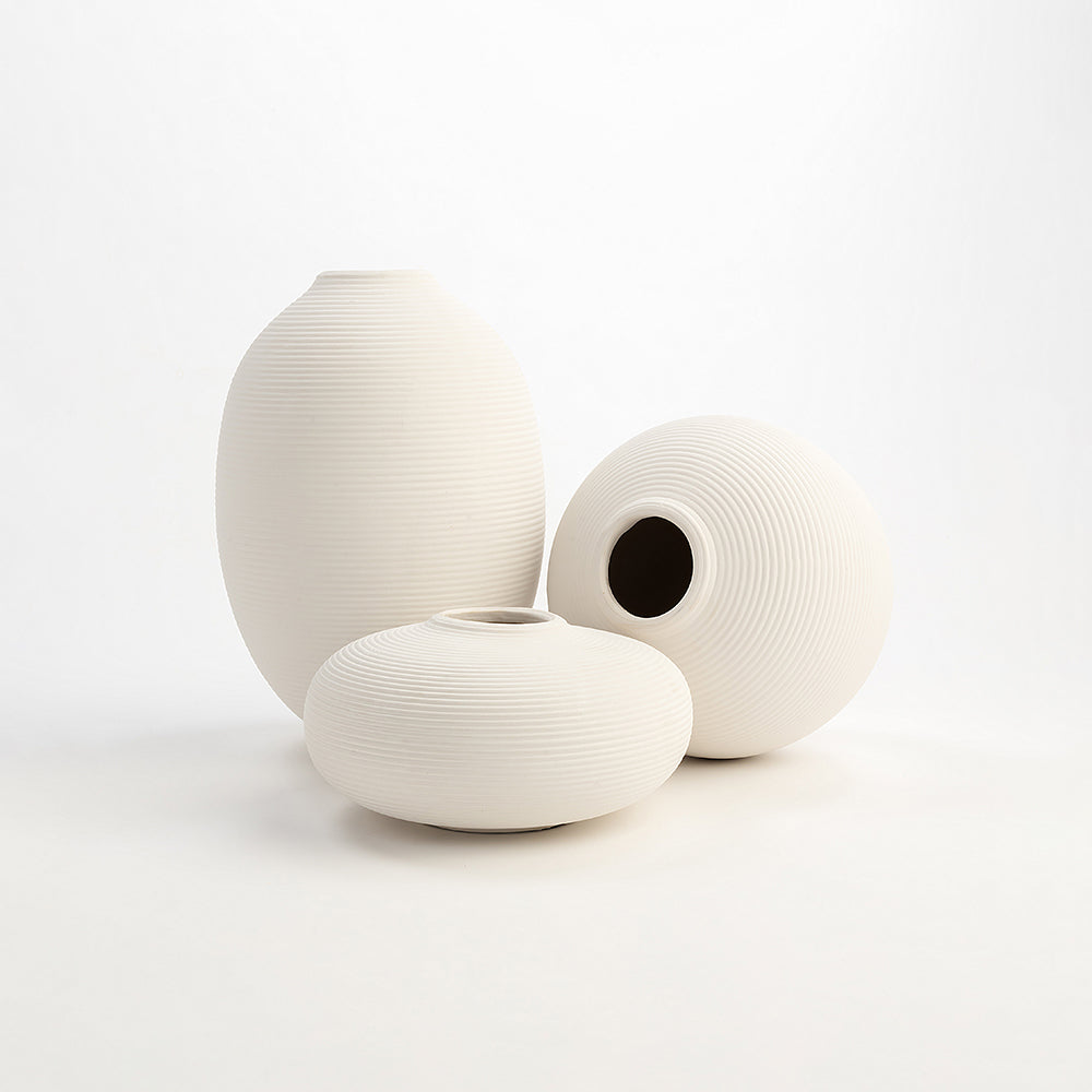 Sana White Terracotta Vase Set of 3