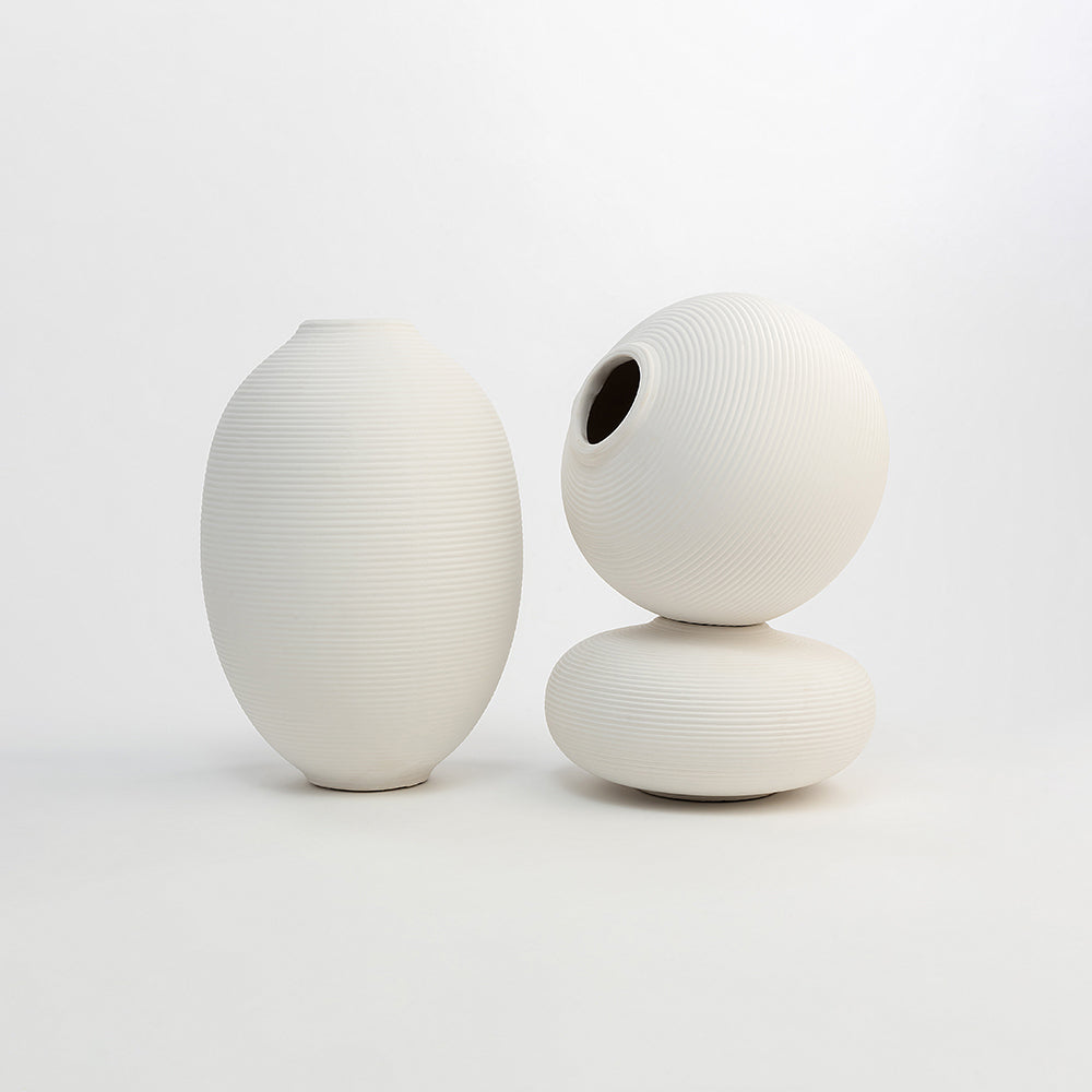Sana White Terracotta Vase Set of 3