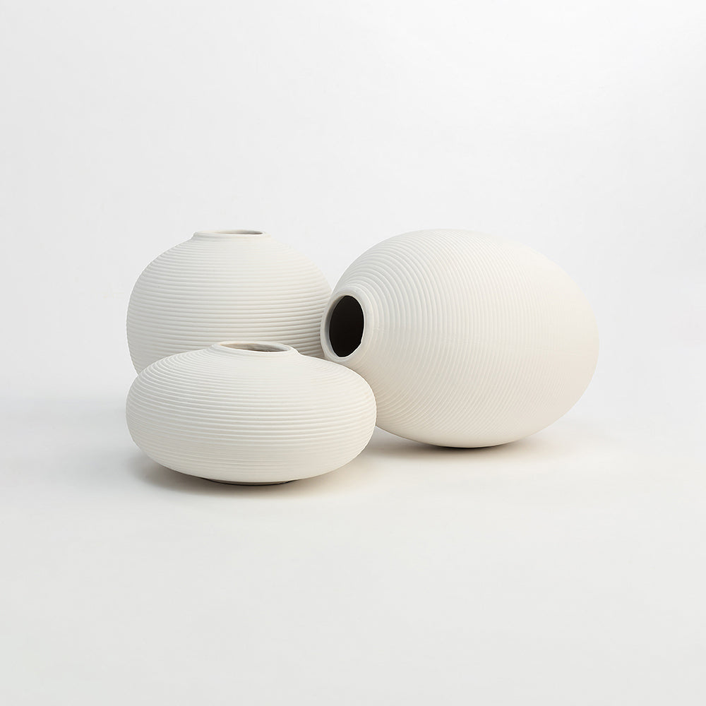 Sana White Terracotta Vase Set of 3