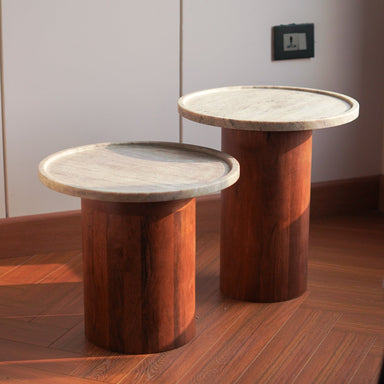 Log Marble Tray Table