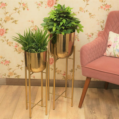 Champagne Gold Metal Planter (Set of 2)