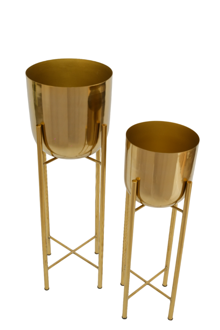 Champagne Gold Metal Planter (Set of 2)