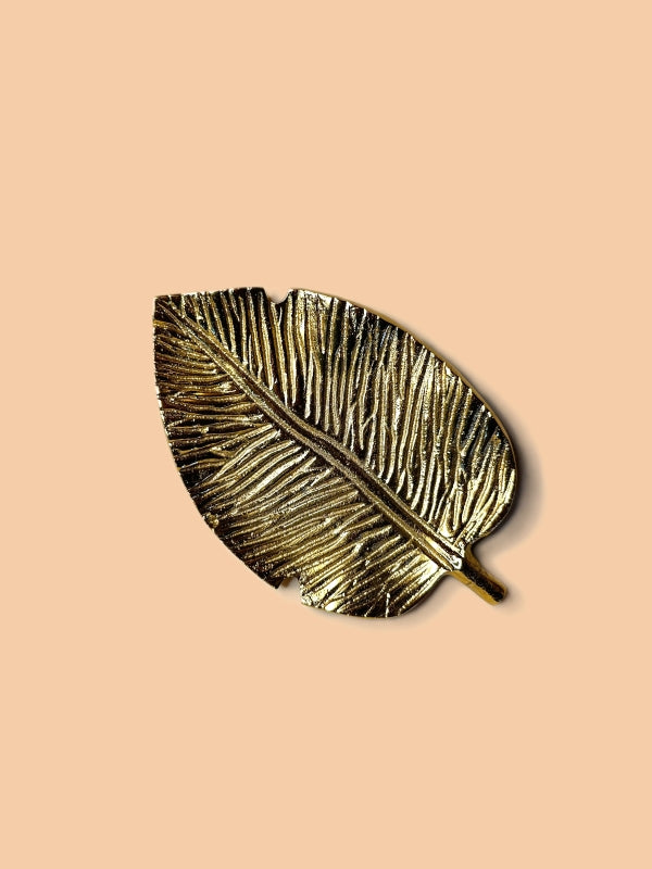 Monstera Leaf Inspired Gold Decorative Plate - Small