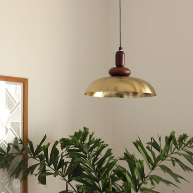 Brass & Wood Pendant Light