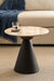Stylish small accent table with marble top and matte black base, perfect for living room corners.
