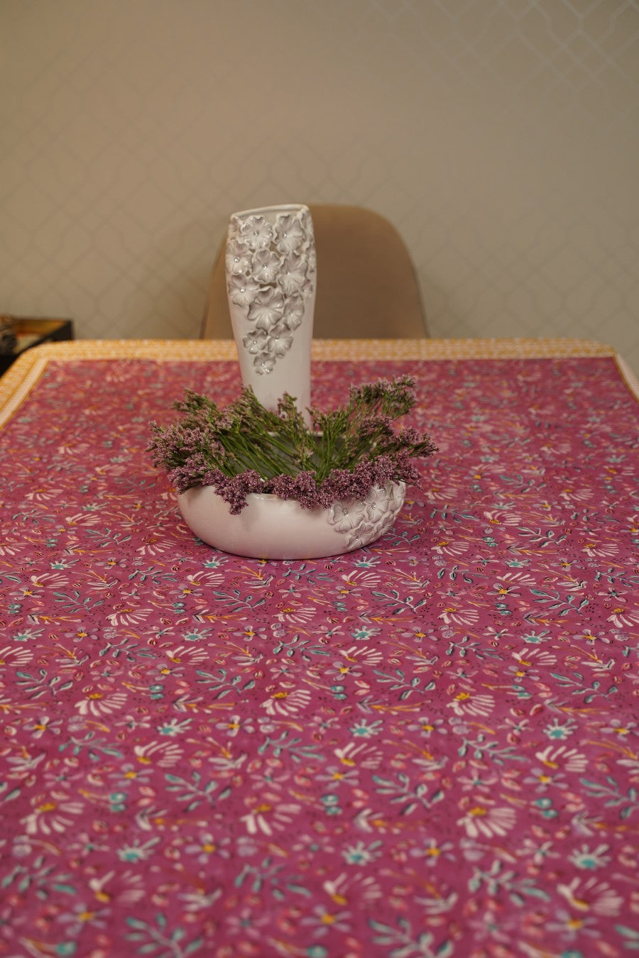 Purple Posies Cotton Table Cloth