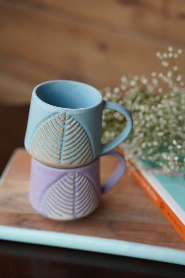 Leafy Lavendar Ceramic Coffee Cup (300ml)