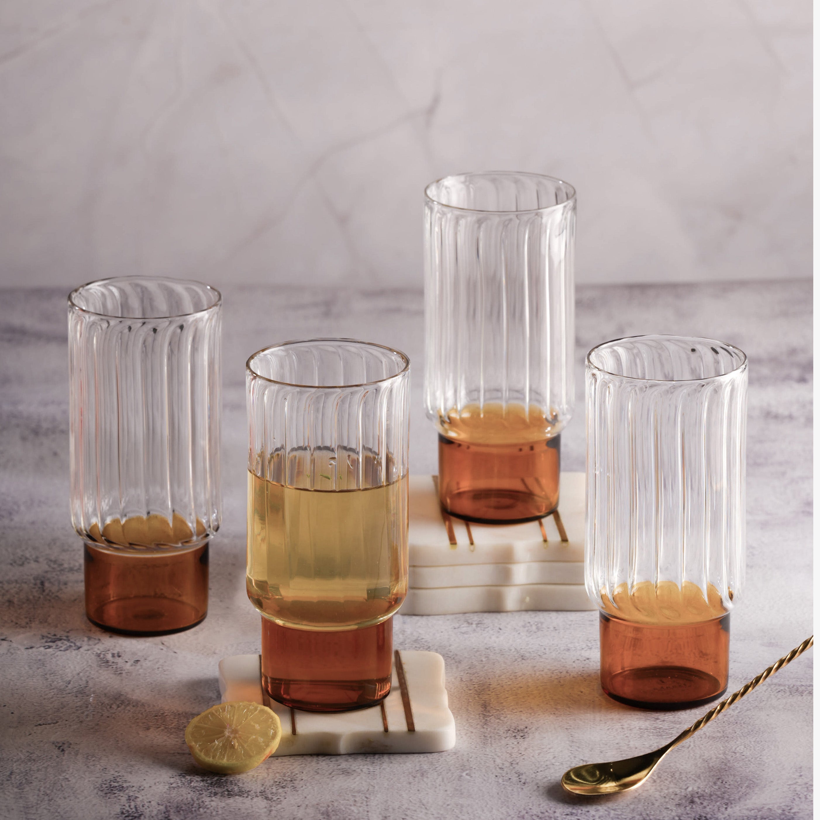 Gift Box: Highball Block Glass (Amber)