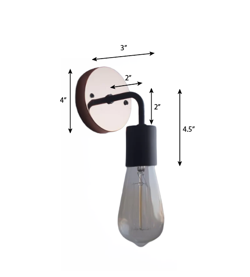 CWS112 Copper Baseplate Black Wall Sconce
