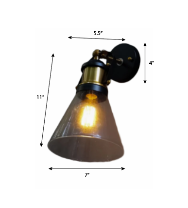 CWS117 Industrial Cone Clear Glass Wall light Fixture