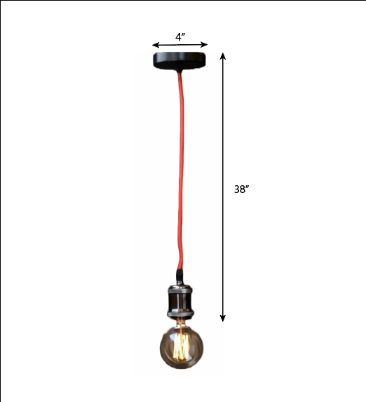 CLH116 Black High Gloss Red Wire E27 Retro Edison Pendant Light Holder