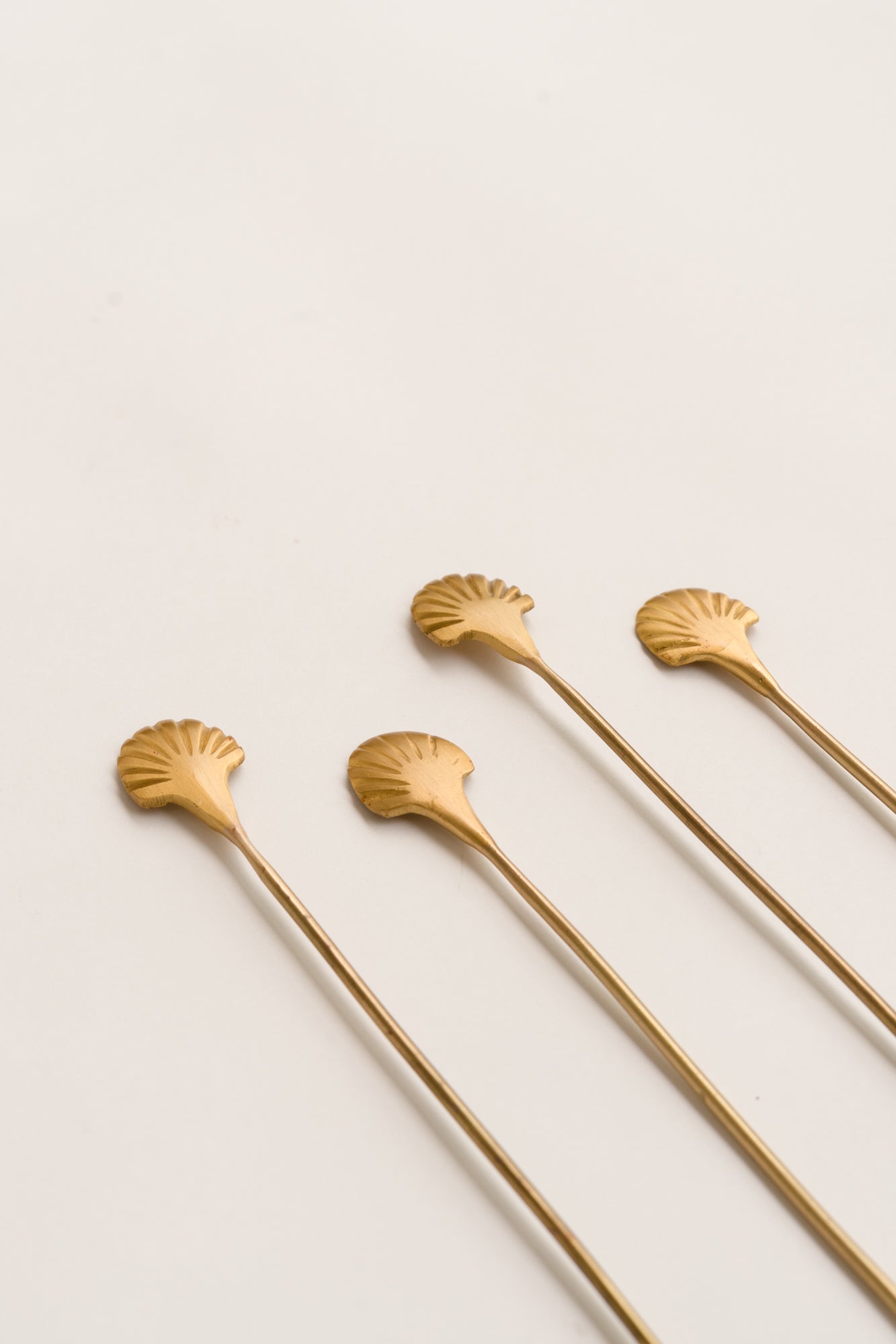 Seashell Brass Drink Stirrers detail