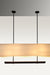 Sleek and modern industrial luxe pendant dining light with a rectangular fabric shade