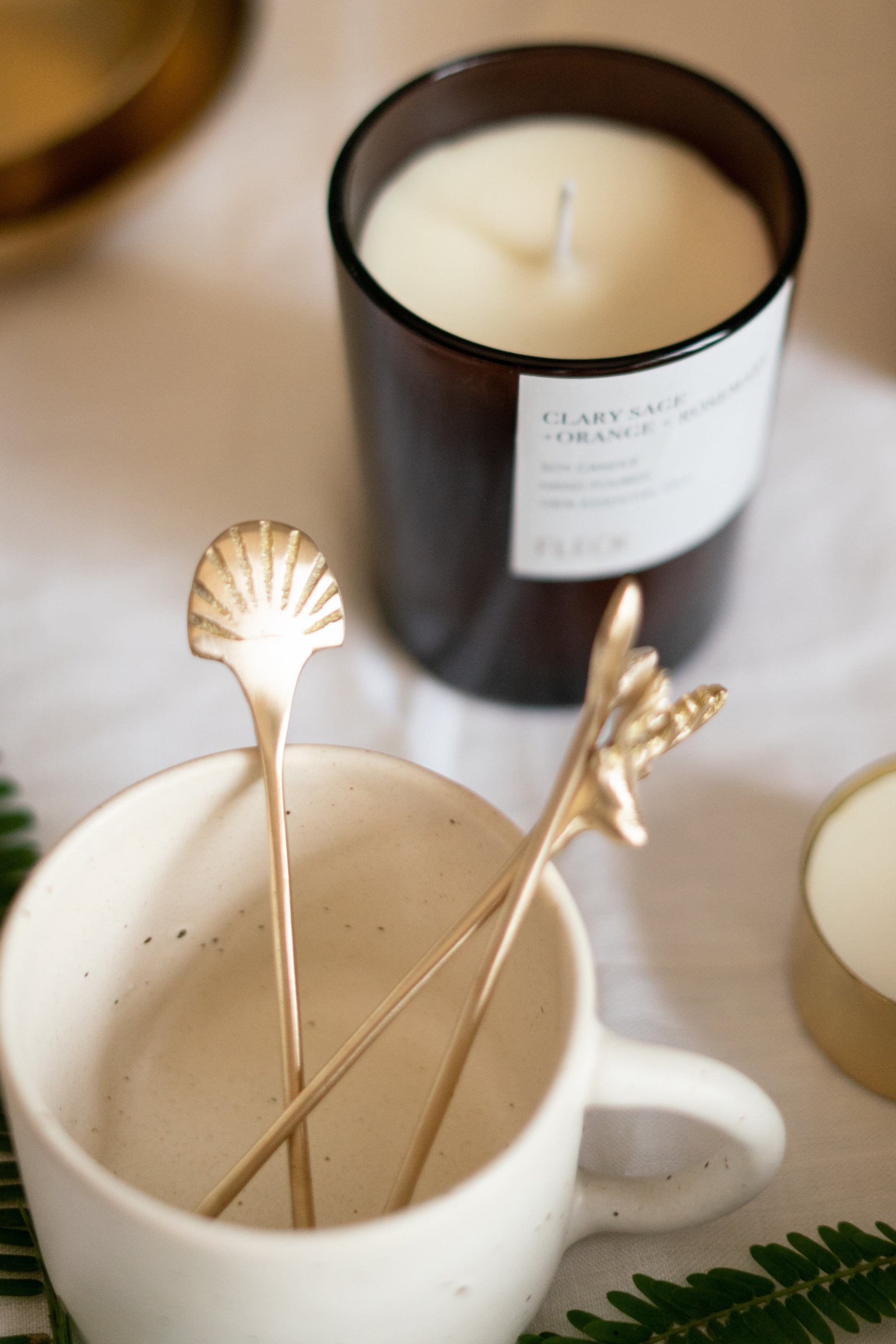 Small Brass Sea Shell Stirrers Set