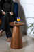 Solid wood conical side table for living room