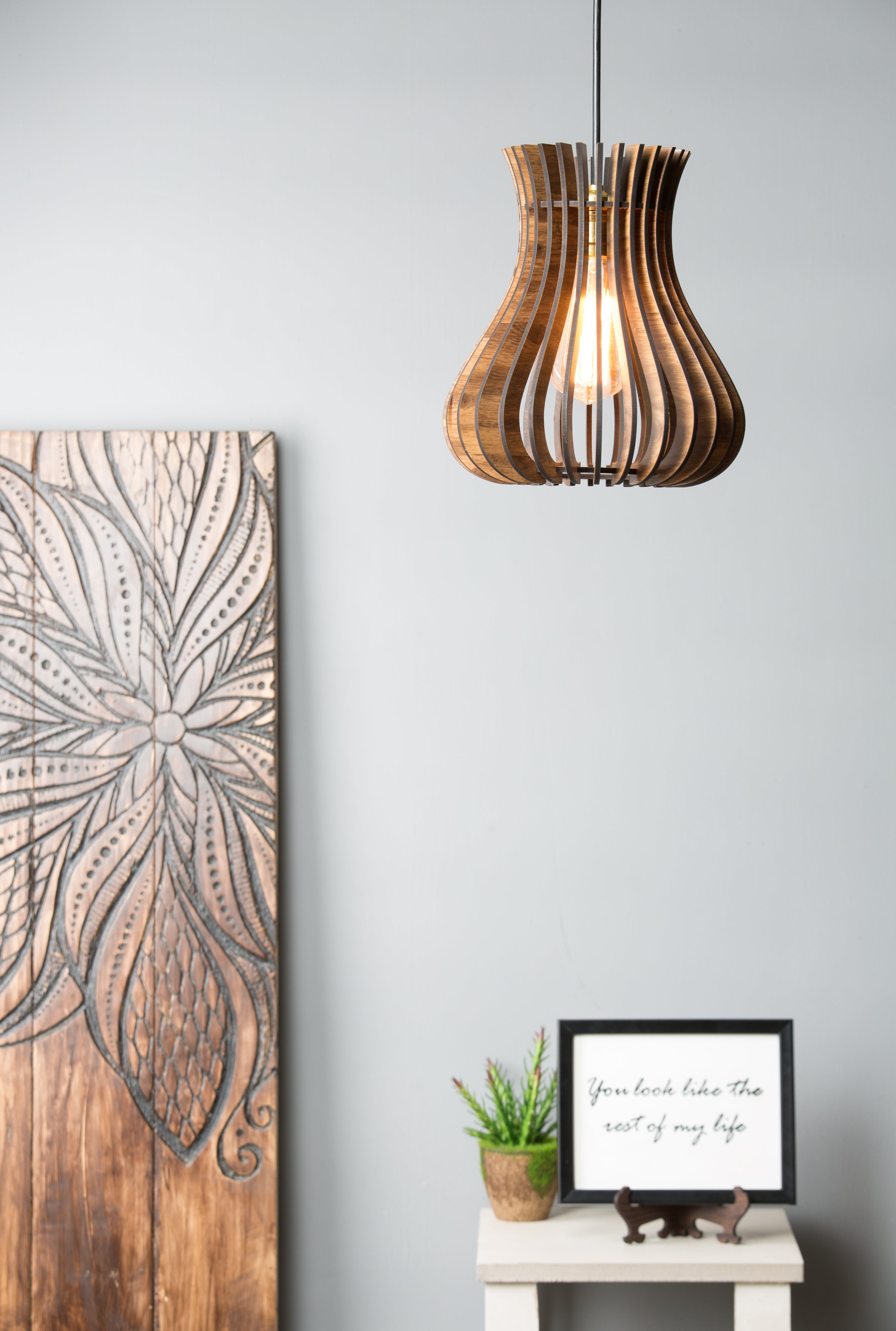 Curvy Wooden Ceiling Lamp