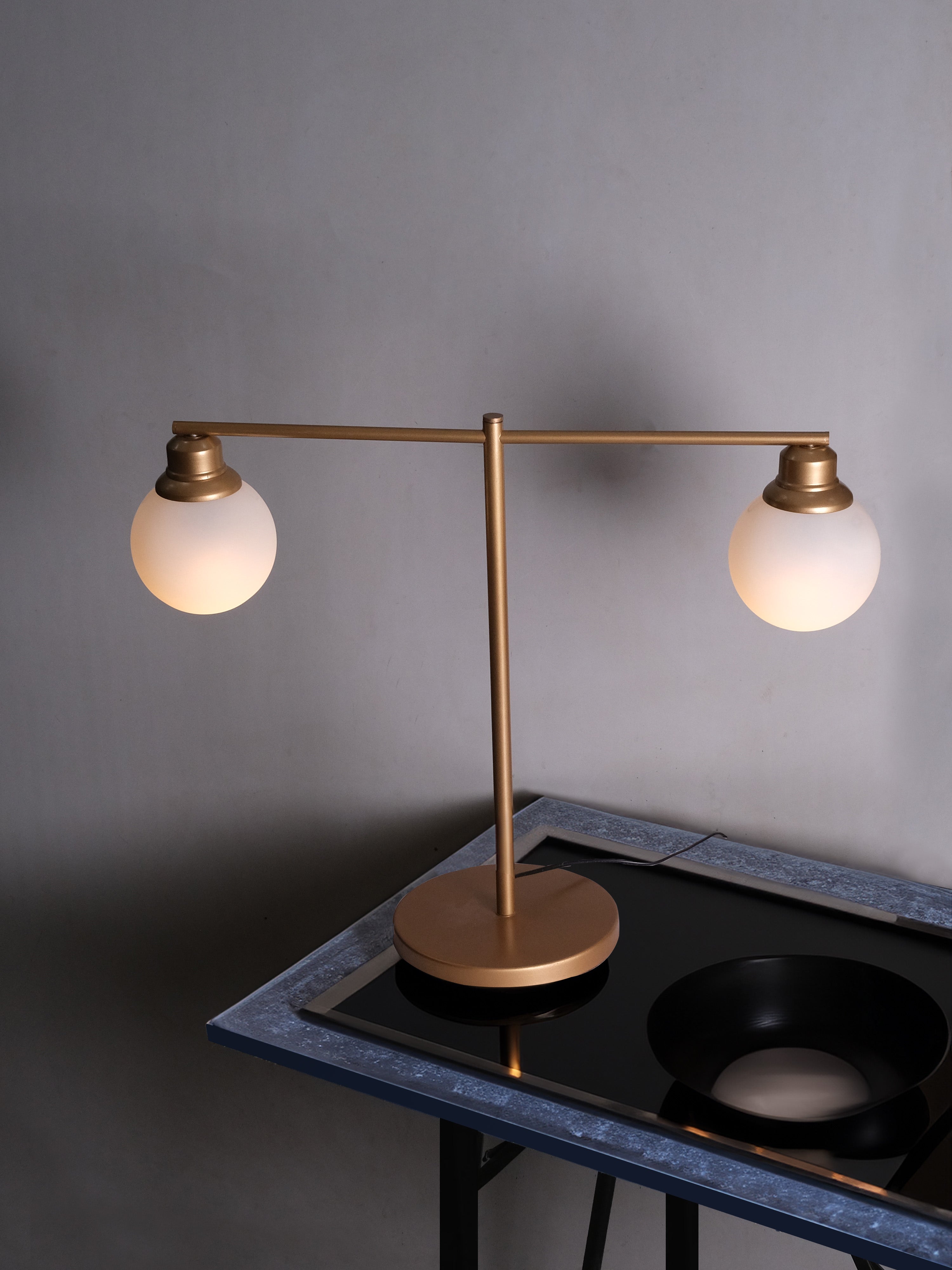 Dual-Light Golden Table Lamp