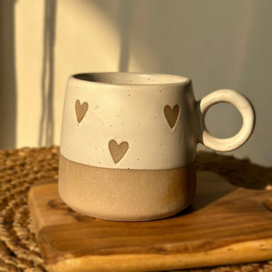 White Hearts Ceramic Coffee Mug (450ml)