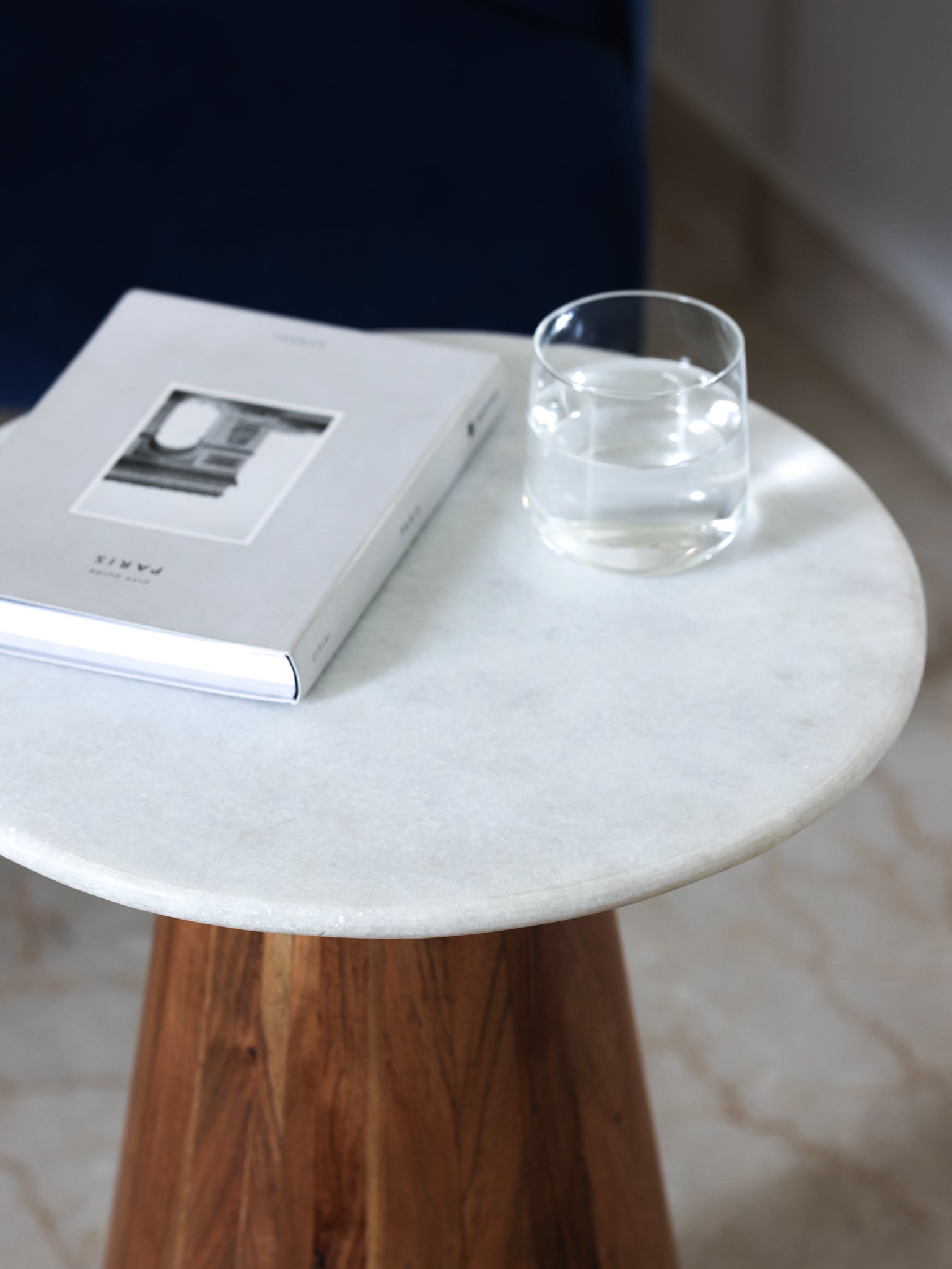 White marble top side table for living room