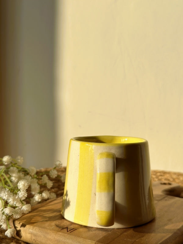 Pastel Yellow Stripe Ceramic Coffee Cup