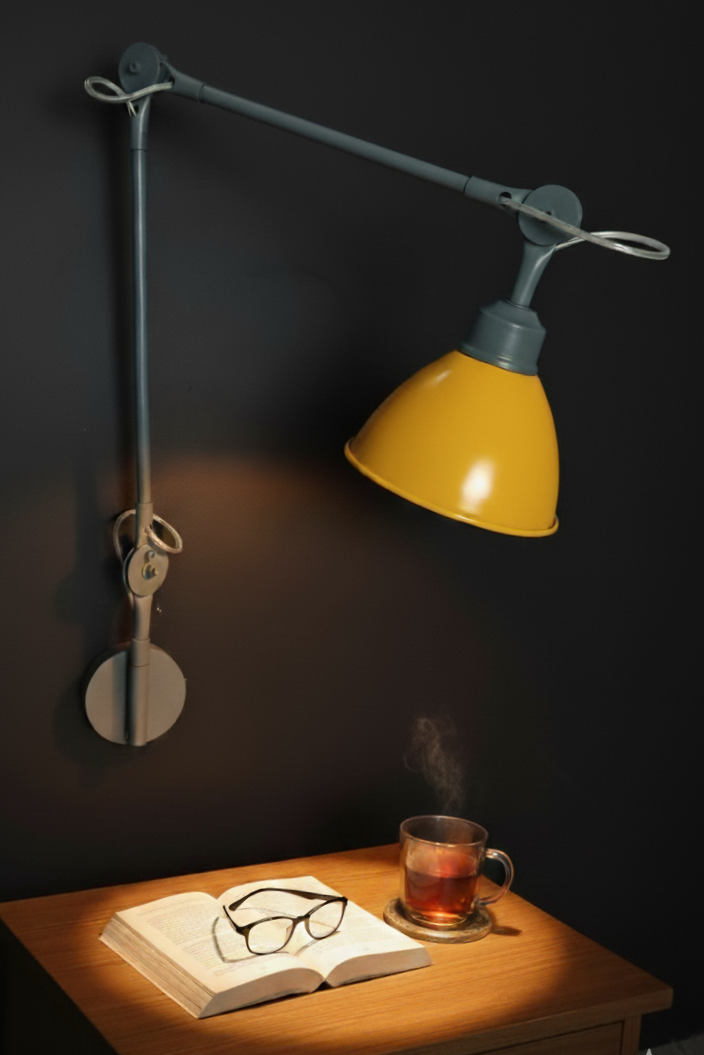 Yellow & Grey Swing-Arm Wall Mounted Light