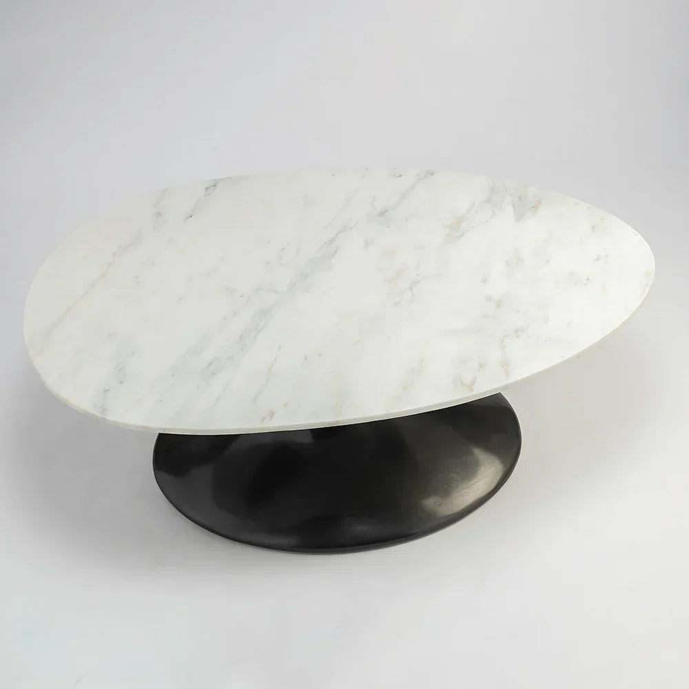 Abel Marble Coffee Table - White / Marble and FRP / CM:- L:-120 x W:-80 x H:-46 - Indoor Furniture