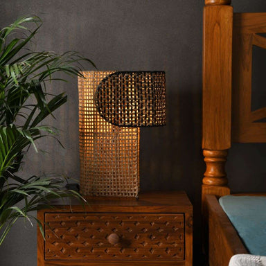Aboi Cane Table Lamp - Natural / Cane and iron / L: 12.5’’ H: 16’’ - Lighting