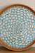 Abstract Designer Mother of Pearl Rattan Round Tray - Natural / Rattan - Decor