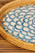 Abstract Designer Mother of Pearl Rattan Round Tray - Natural / Rattan - Decor