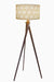 Acanthe Floor Lamp - Dia: 20’’ H: 67’’ / Wood: Natural and Shade: White / Wood and Poplin - Lighting