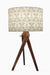 Acanthe Table Lamp - Dia: 15’’ H: 25’’ / Wood- Natural and Shade- White / Wood and Poplin - Lighting