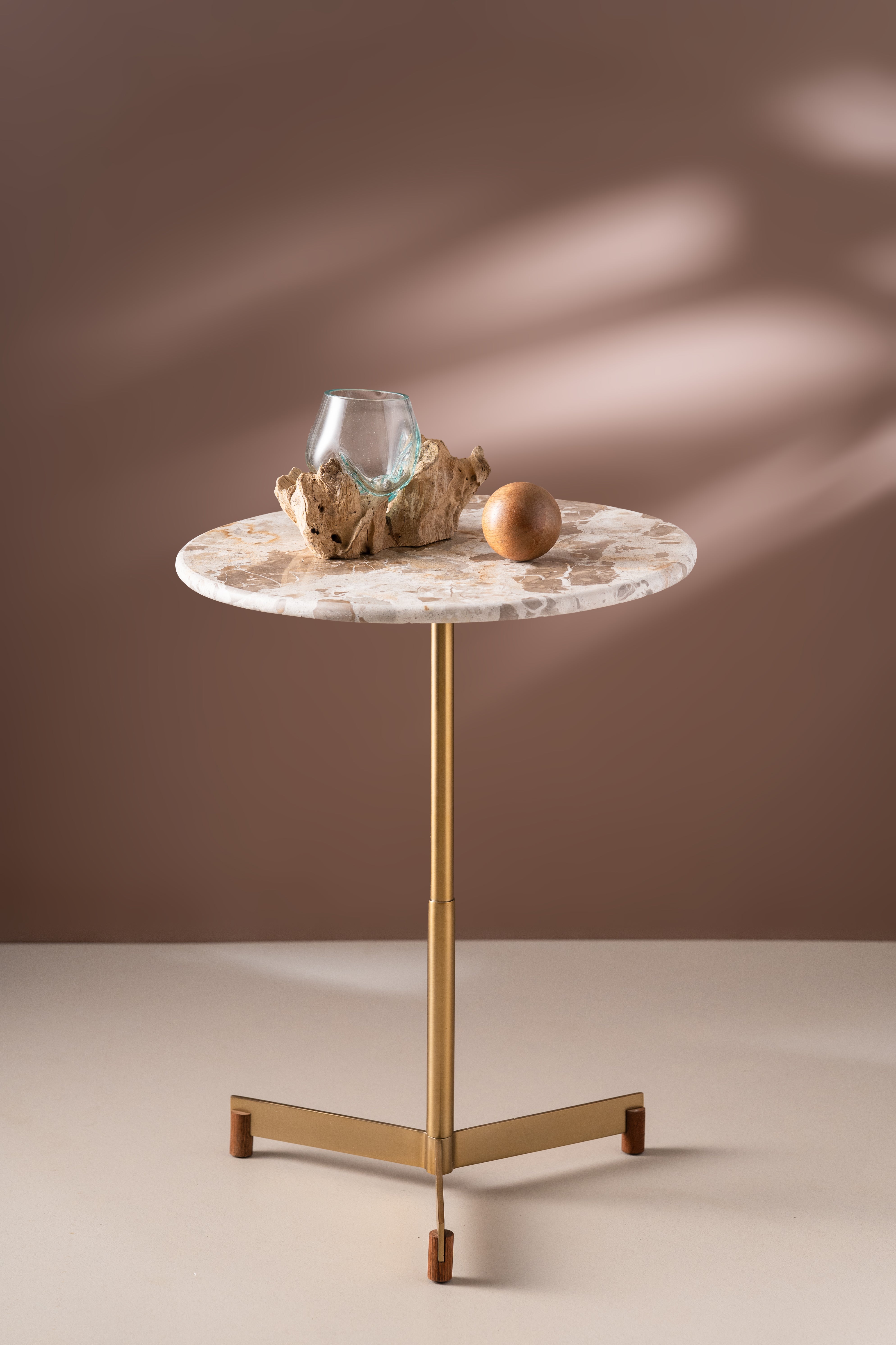 Accent Edge Side Table - Design Top / 41 x W:41 x H:53 In Cms / Marble & Metal - Indoor Furniture