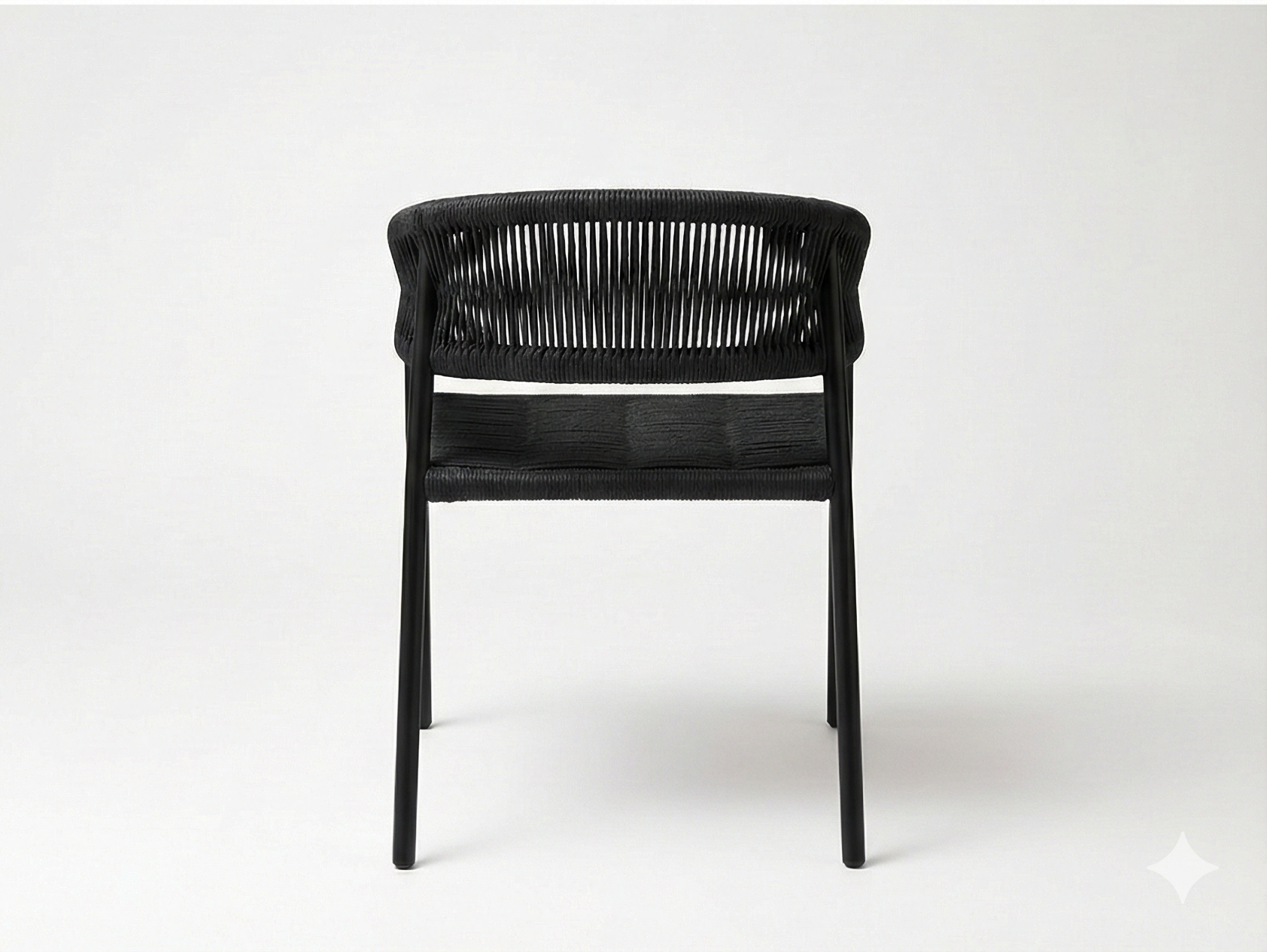 Adorn Charcoal Chair Set Of 2 - Black / 54 x 58 x 75 In cms / Mild Steel and Weaving - Indoor Furniture