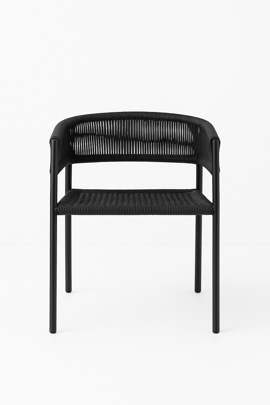 Adorn Charcoal Chair Set Of 2 - Black / 54 x 58 x 75 In cms / Mild Steel and Weaving - Indoor Furniture