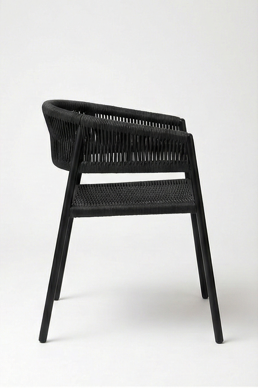Adorn Charcoal Chair Set Of 2 - Black / 54 x 58 x 75 In cms / Mild Steel and Weaving - Indoor Furniture