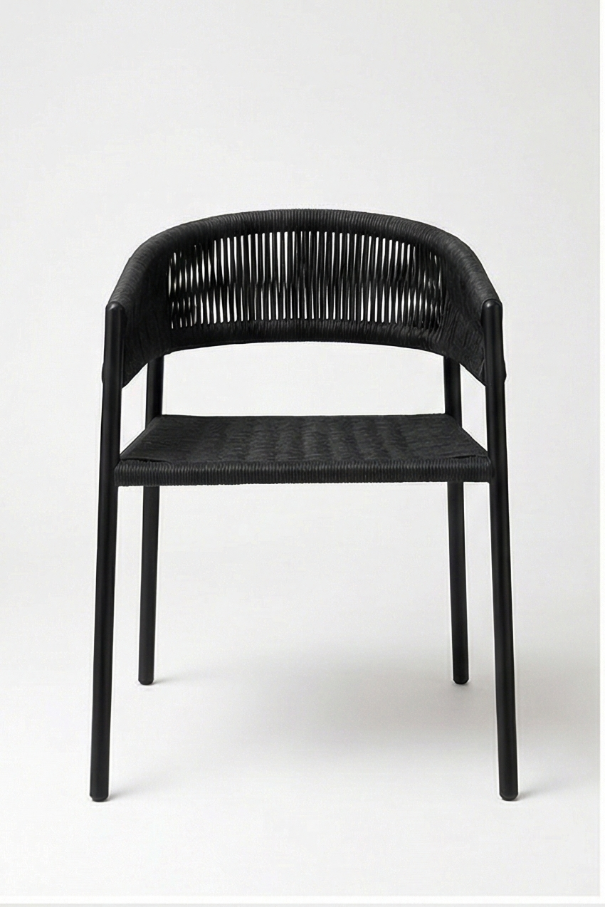 Adorn Charcoal Chair Set Of 2 - Black / 54 x 58 x 75 In cms / Mild Steel and Weaving - Indoor Furniture
